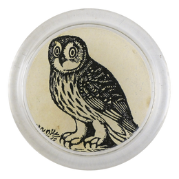 Iconic Owl handmade decoupage four inch coaster