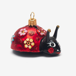 Ladybug with Flower Design Ornament
