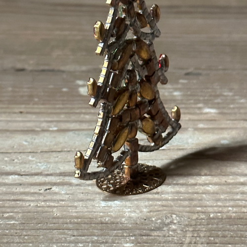 Small Nostalgic Jeweled Red Candles Glass Crystal Tree