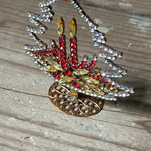 Nostalgic Jeweled Red & Gold Glass Crystal Tree with Candles