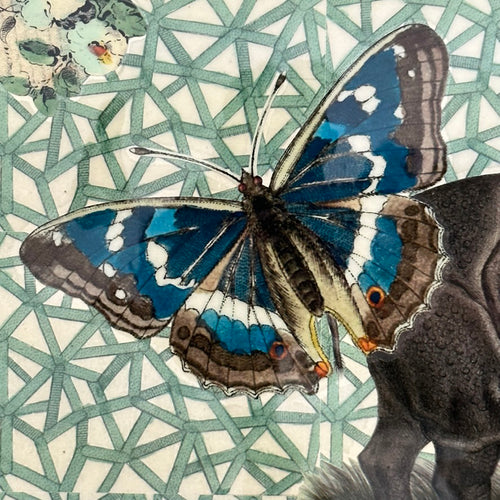 One of a Kind Collaged Rhino Table Mat (#611)