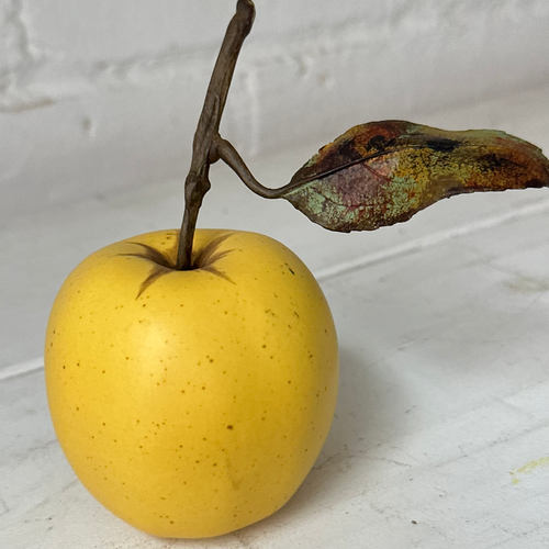 Porcelain Golden Delicious Apple with Leaf