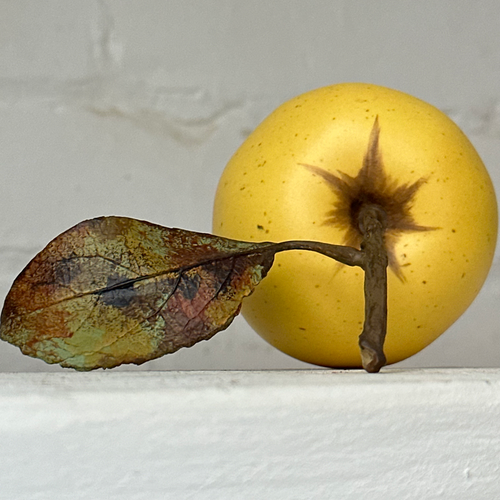 Porcelain Golden Delicious Apple with Leaf