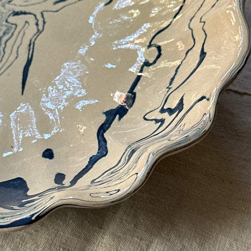 Marbled Portuguese Scalloped Platter in Belle Île (BI #744)