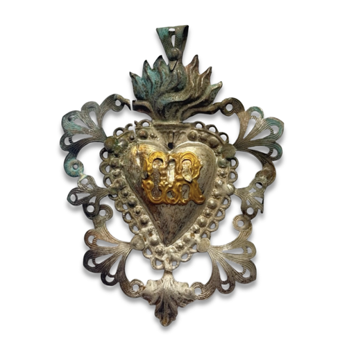 19th-century Italian Ex-Voto Sacred Silver Heart (#10)