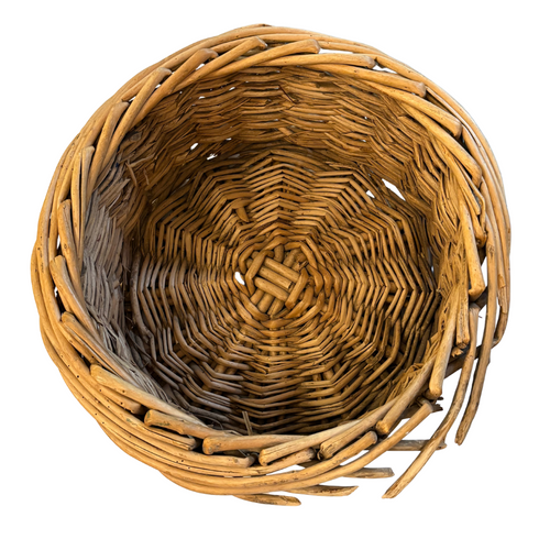 Early 20th-century Round Antique Painted Wicker Basket