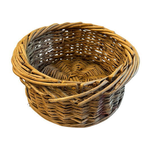 Early 20th-century Round Antique Painted Wicker Basket