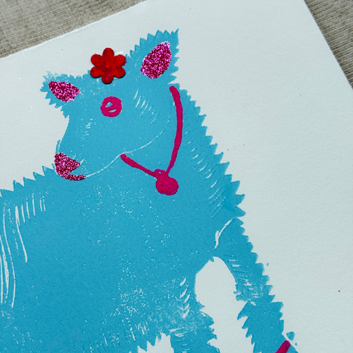 Block Printed Lambie Olga Folded Card