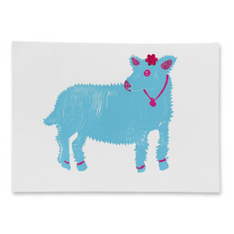 Block Printed Lambie Olga Folded Card
