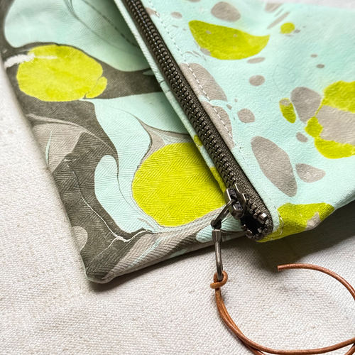 Hand Marbled One-of-a-Kind Zipper Pouch (#P07)