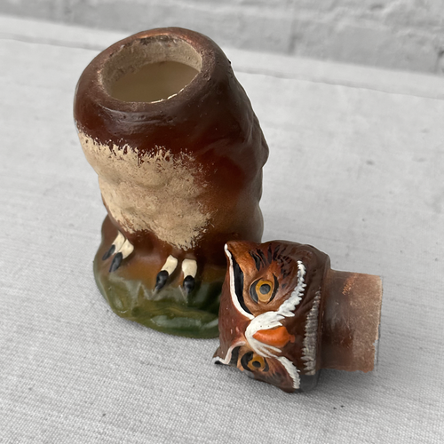 Papier-Mâché Owl with Old Finish Candy Box