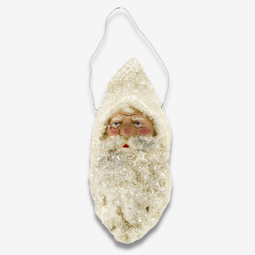 Large Santa Claus Head Ornament in Antique White No. 7