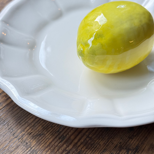 Trompe L'oeil Lemon Plate with Fluted Rim