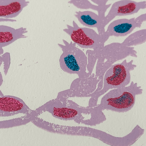 Block Printed Party Wreath Folded Card