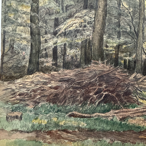Evert Rabbers Early 20th-century Landscape Drawing (ERL12)