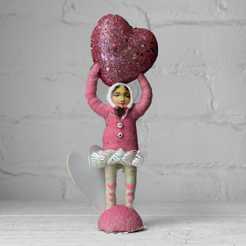 Spun Cotton Pink Valentine's Day Girl with Pink Heart #12