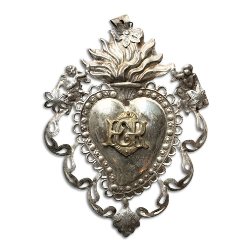 19th Century Italian Ex-Voto Sacred Silver Heart (No. 7)