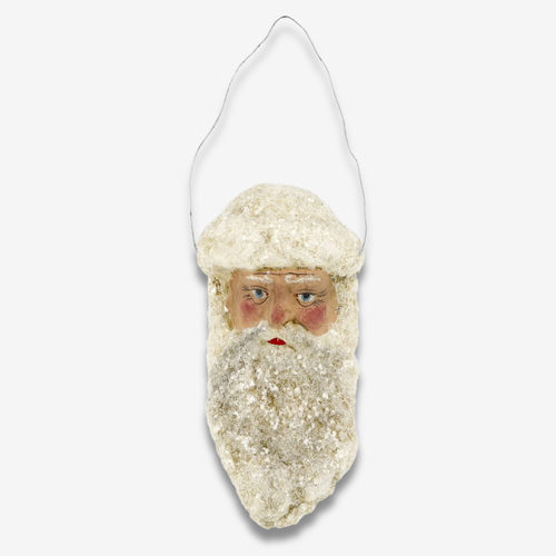 Large Santa Claus Head Ornament in Antique White No. 8