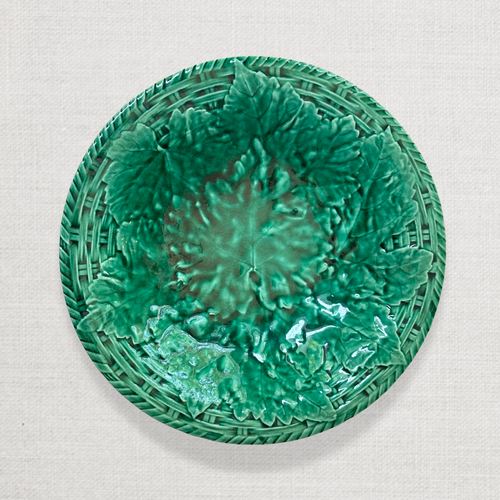 Vintage Majolica Leaf Pedestal Compote (M13)
