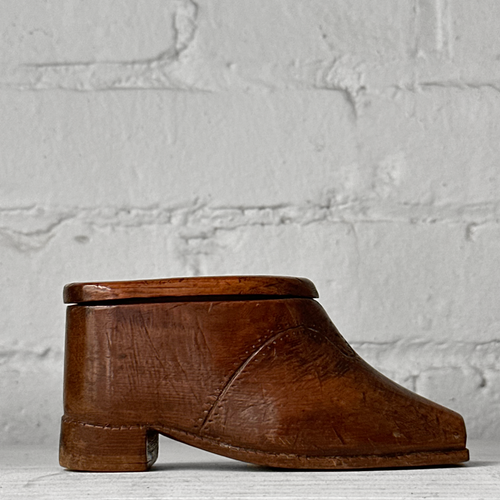 19th-century Wooden Shoe Snuff Box