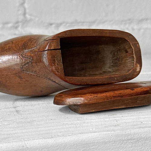 19th-century Wooden Shoe Snuff Box