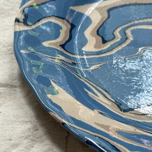 Marbled Dessert Plate XVIIIe in Arcachon (AR #713)