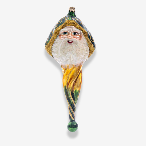 Green Santa Face Icicle Ornament