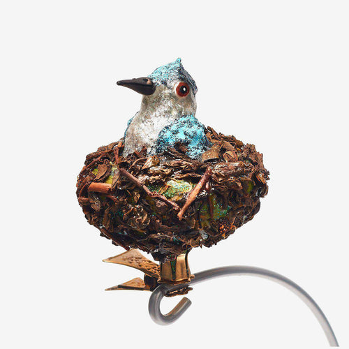 Blue Bird in Nest Clip-On Ornament