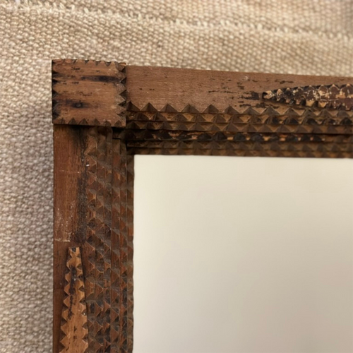 16.5" H Vintage American Tramp Art Mirror Pair