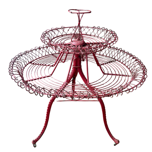 19th-century American Florist’s Wirework Spinning Plant Stand