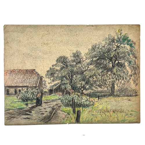 Evert Rabbers Early 20th-century Landscape Drawing (ER2412)