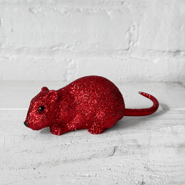 Medium Red Glitter Mouse