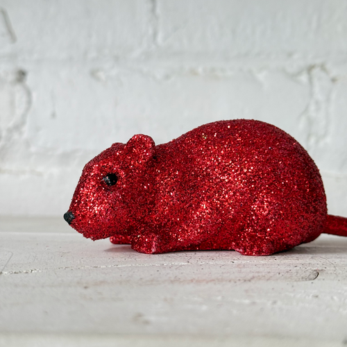Medium Red Glitter Mouse