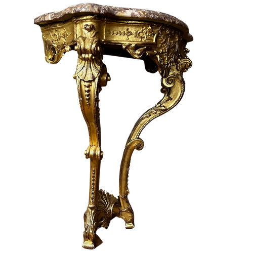 Early 20th Century Gilded Floating Wall Mounted Console Side Table