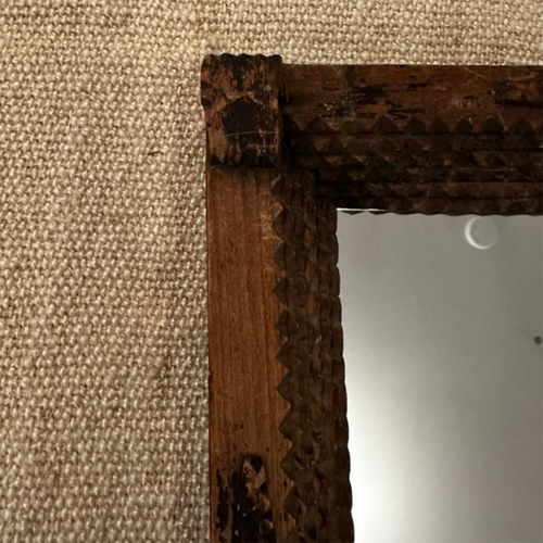 16.5" H Vintage American Tramp Art Mirror Pair