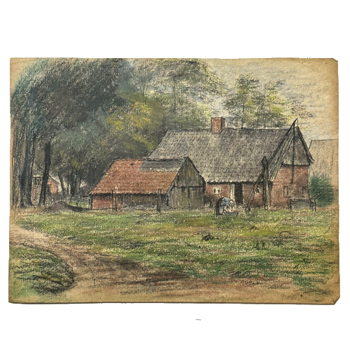 Evert Rabbers Early 20th-century Landscape Drawing (ER2413)