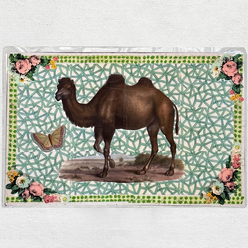 One of a Kind Collaged Camel Table Mat (#617)