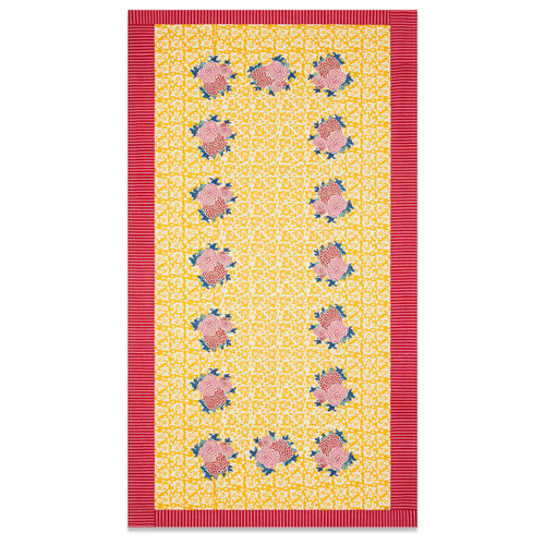 Lisa Corti X La Minervetta Arabesque Corolla Gold Natural Cotton Panel 180cm x 350cm