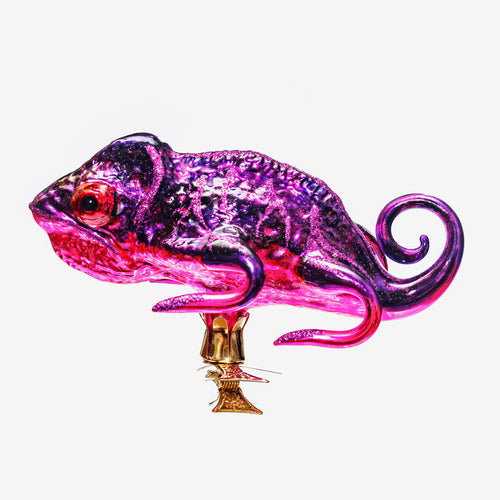 Pink & Green Chameleon Ornament