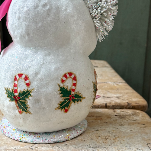 XL Papier-Mâché Snowman with Candy Canes