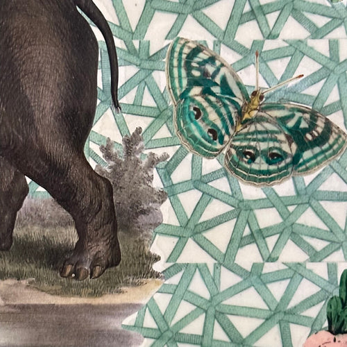 One of a Kind Collaged Hippo Table Mat (#618)