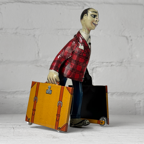 Limited Edition Wind-Up Tin Gentleman with Suitcases