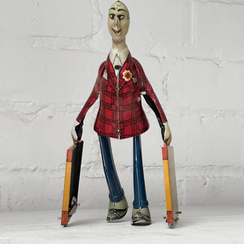 Limited Edition Wind-Up Tin Gentleman with Suitcases