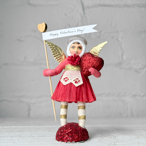 Spun Cotton Pink Valentine's Day Angel with Heart #18