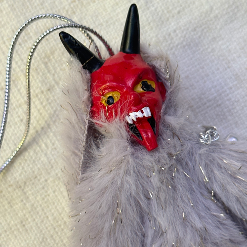 Small Grey Furry Krampus Ornament