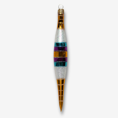 Multicolor Banded Icicle Ornament