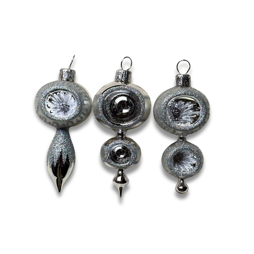 Set of 3 Small Free-blown Ornaments with Reflectors
