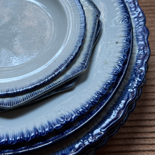 19th-century Blue Feather Edge Ironstone Plate (F)