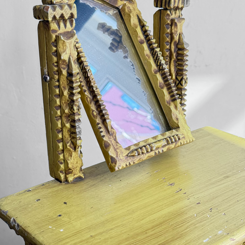 20th-century Yellow Painted Tramp Art Cabinet