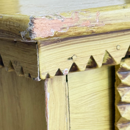 20th-century Yellow Painted Tramp Art Cabinet